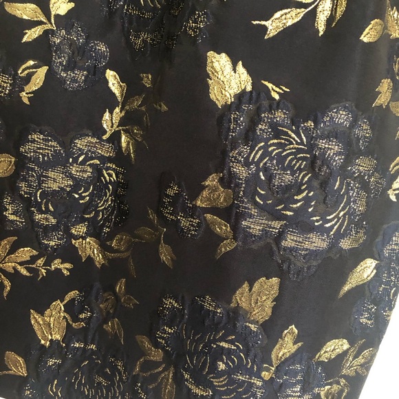 Elie Tahari Orital Jacquard Navy Metallic Gold Floral Cocktail Dress 8 US/ 12UK - Picture 2 of 11